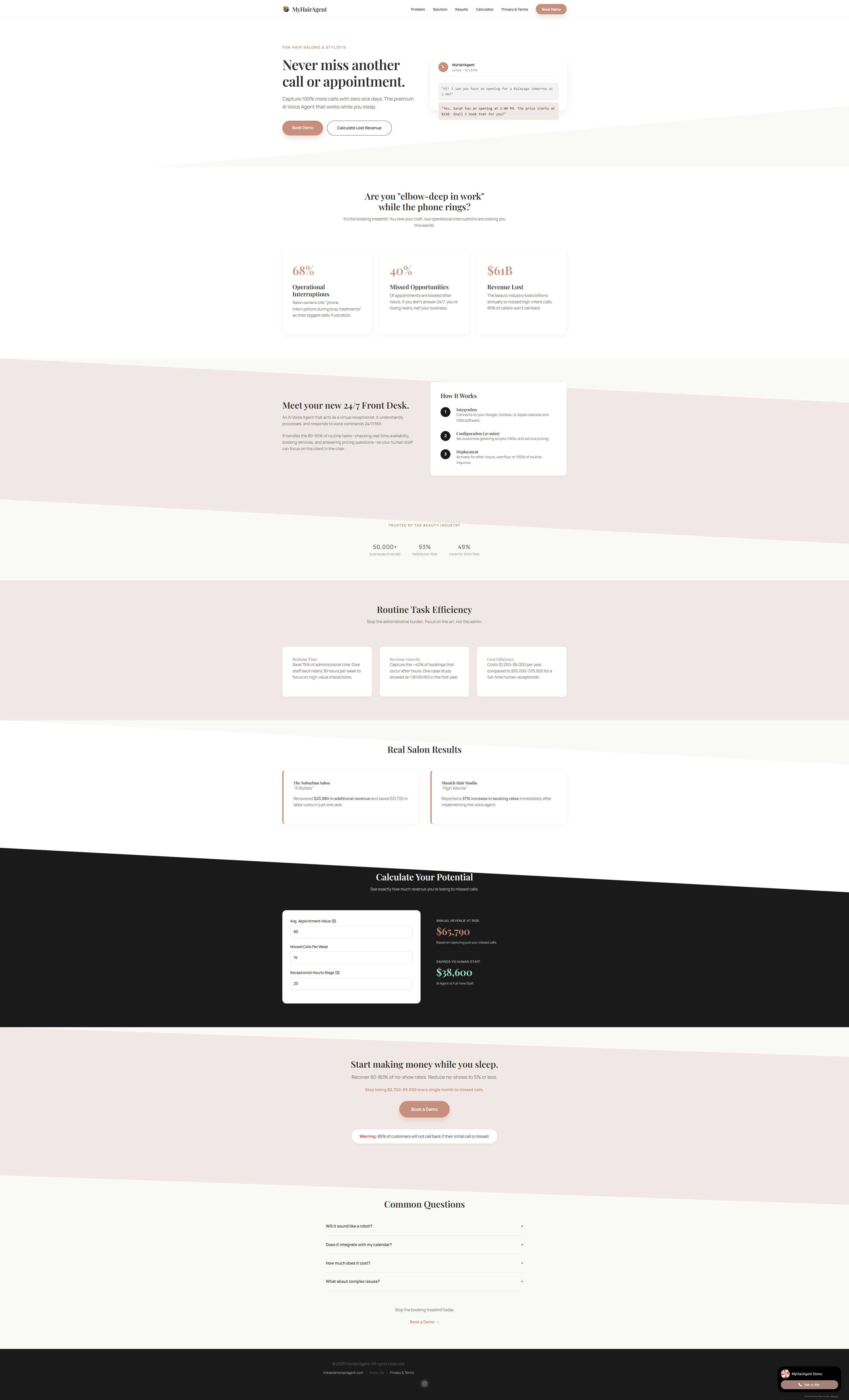My Hair Agent full site wireframe