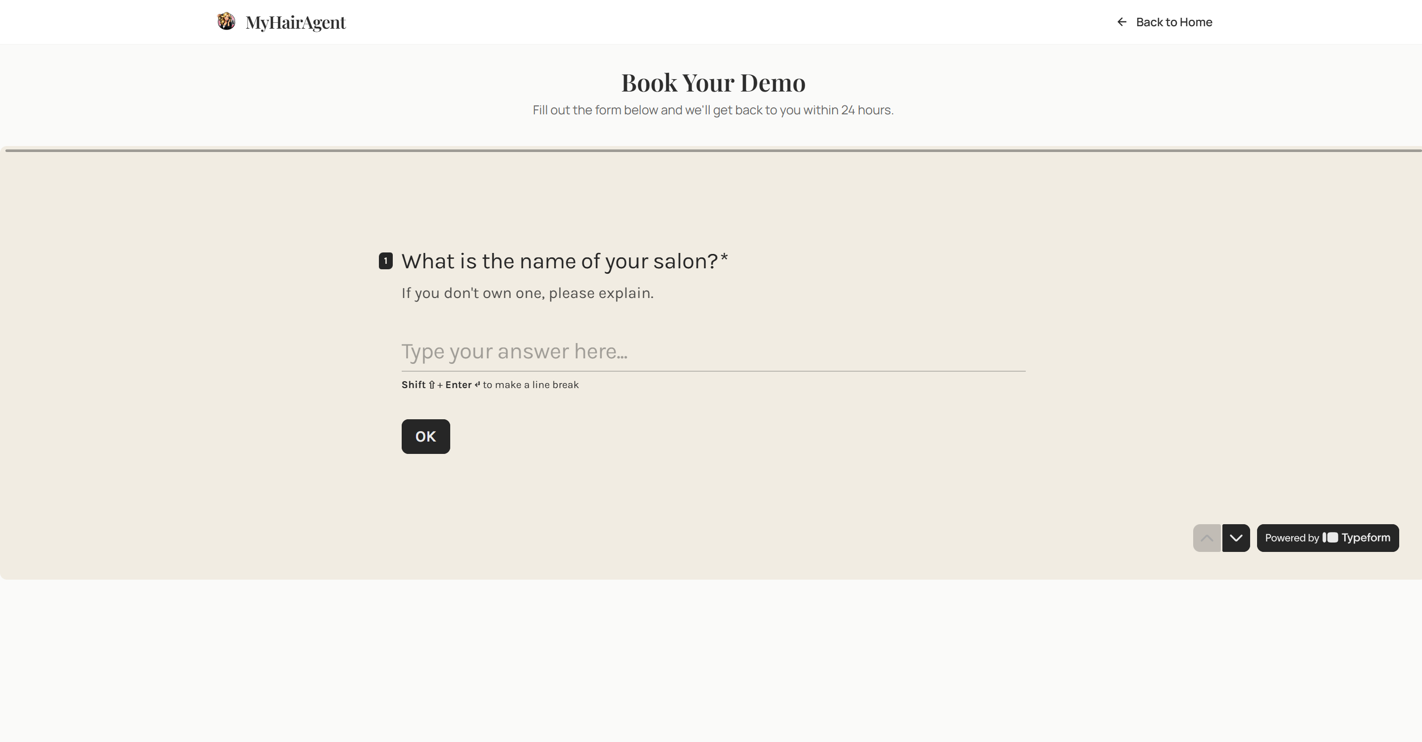 My Hair Agent booking page