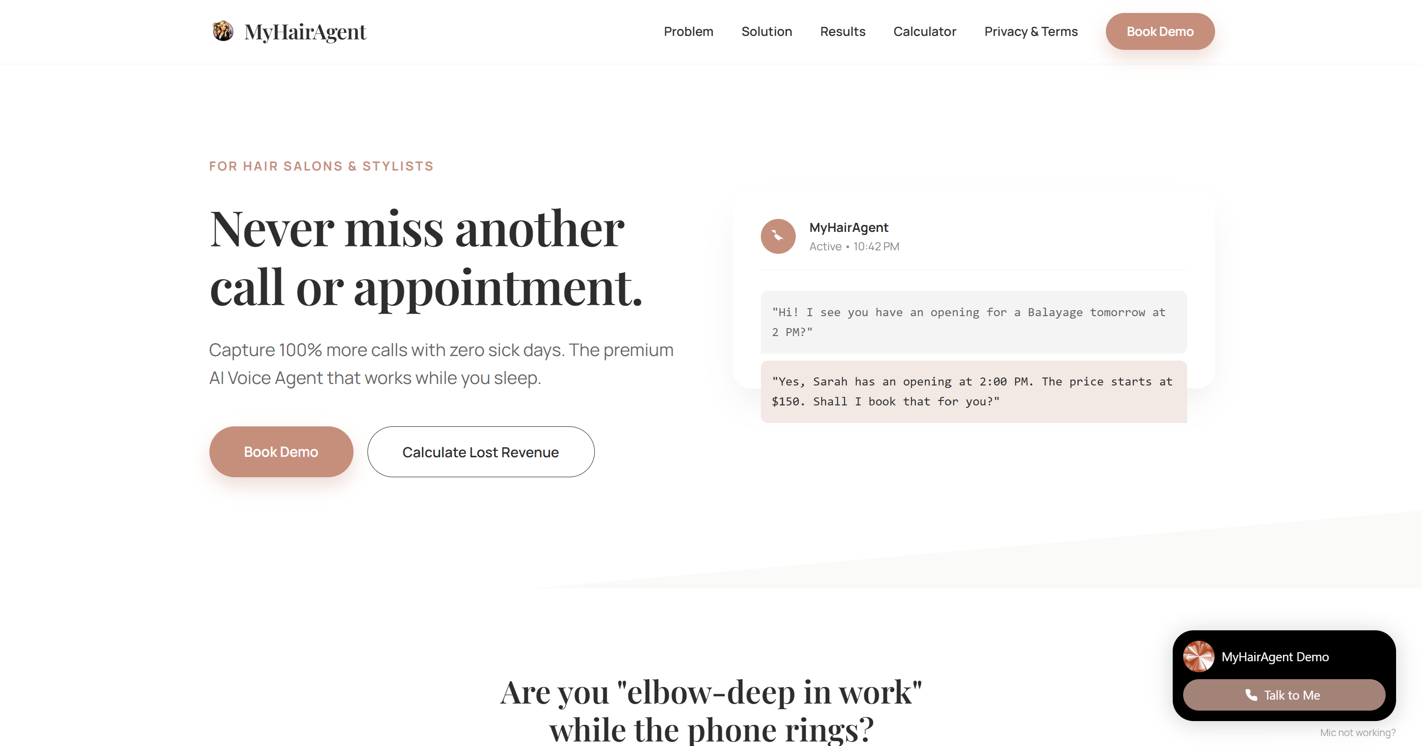 My Hair Agent hero section