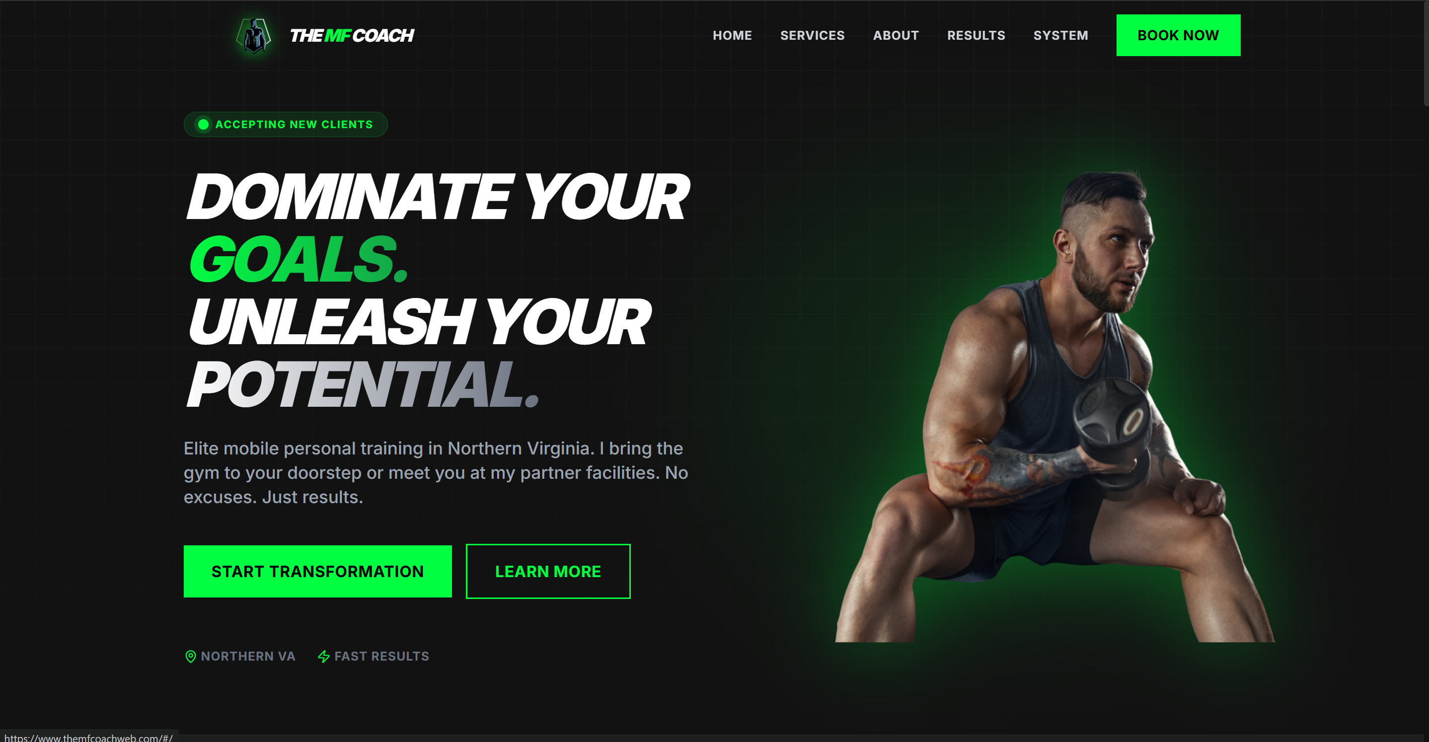 The MF Coach hero section